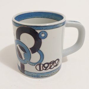 Vintage 1972 Royal Copenhagen Fajance Annual Coffee Cup Mug Blue White 3" 3495